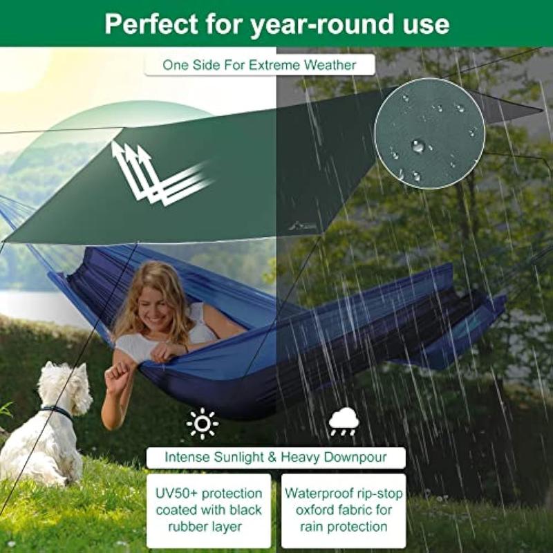 Camping Tarp with Poles WADEO,Best-seller  Waterproof and Lightweight Tent Hammock Tarp, 10X10FT Backpacking Rain Fly Survival Shelter for Camping, Hiking, Picnic and Outdoor Activities