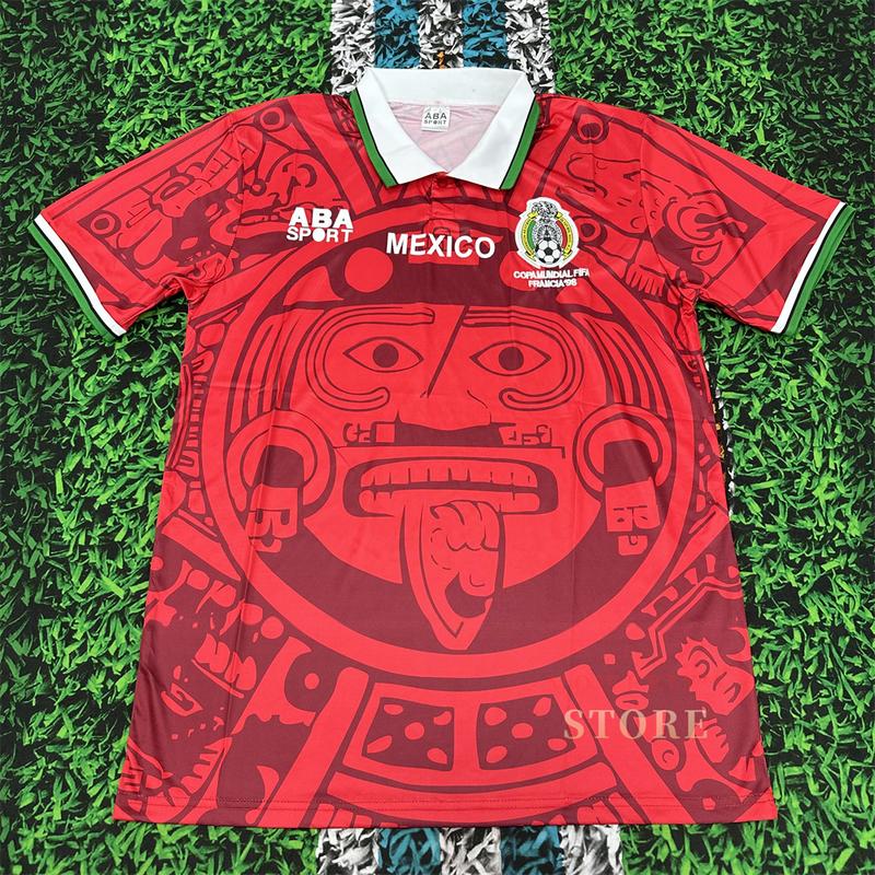 1998 Mexico Soccer National Team Home Green Nostalgia Soccer Jersey #2 Suarez #3 Sanchez Classic Breathable Quick Dry Soccer Jersey