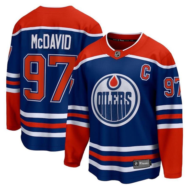 ConnorxMcDavid EdmontonxOilers Fanatics Home Breakaway Jersey, Men's Hockey Jersey, Team Logo Shirt, Sports Fan Gear, Athletic Apparel for Game Day, Hockey Jersey in Team Colors