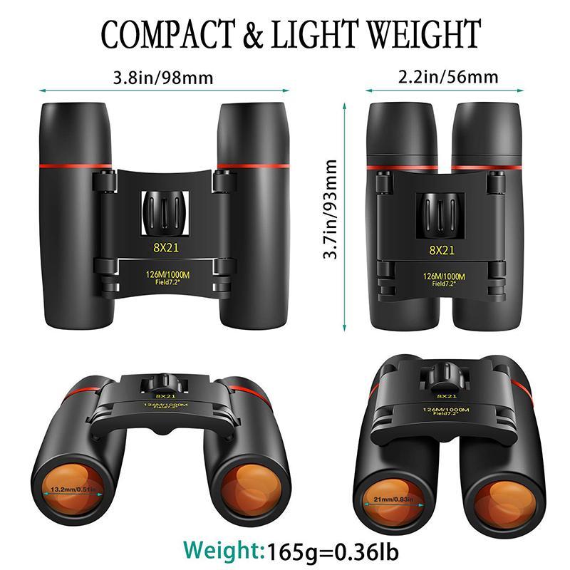 8x21 Binoculars, Portable Lightweight Binoculars, Outdoor Hunting Binoculars, Compact & Lightweight Binoculars for Outdoor Camping & Bird Watching