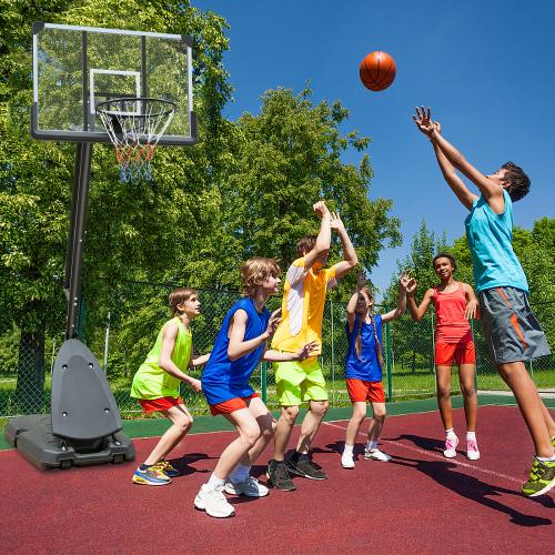 Use for Outdoor Height Adjustable 7.5 to 10ft Basketball Hoop 44 Inch Backboard Portable Basketball Goal System with Stable Base and Wheels