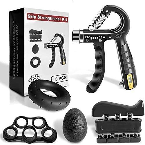 Grip Strengthener Forearm Strengthener Hand Grips Strengthener Kit - 5 Pack Adjustable Resistance Passbye