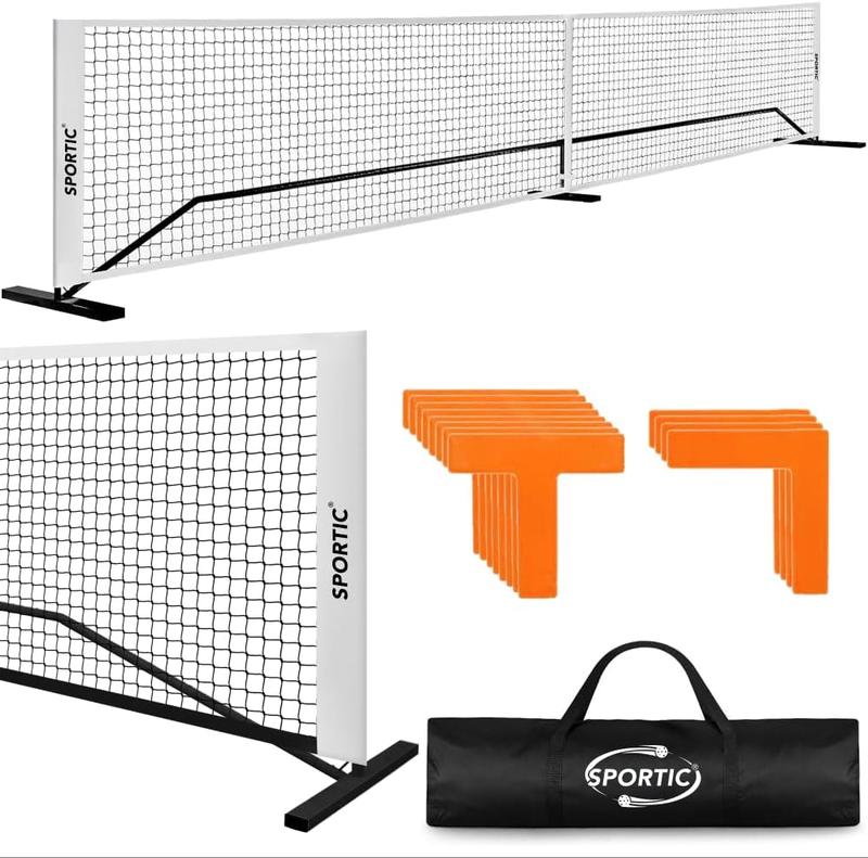 Portable Pickleball Net for Driveway - Regulation Size 22ft Pickleball Net with Court Markers & Carry Bag for Tennis Badminton Outdoors &Indoors