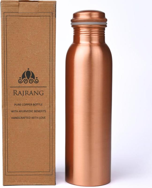 100% PURE Copper Water Bottle 34 oz Leak Proof Design Ayurveda Benefits Pitcher for Sport Fitness Yoga 1000 ml