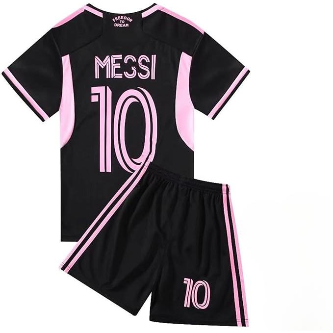 Messi #10 Miami Black Youth Soccer Set Children'S Football Sportswear Uniforms Suit Fans Gift