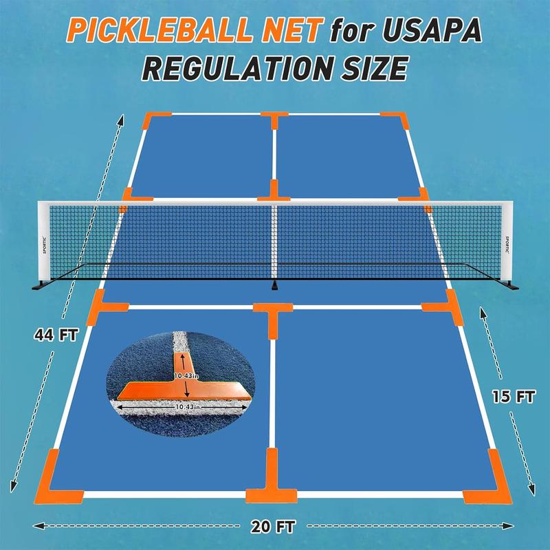 Portable Pickleball Net for Driveway - Regulation Size 22ft Pickleball Net with Court Markers & Carry Bag for Tennis Badminton Outdoors &Indoors