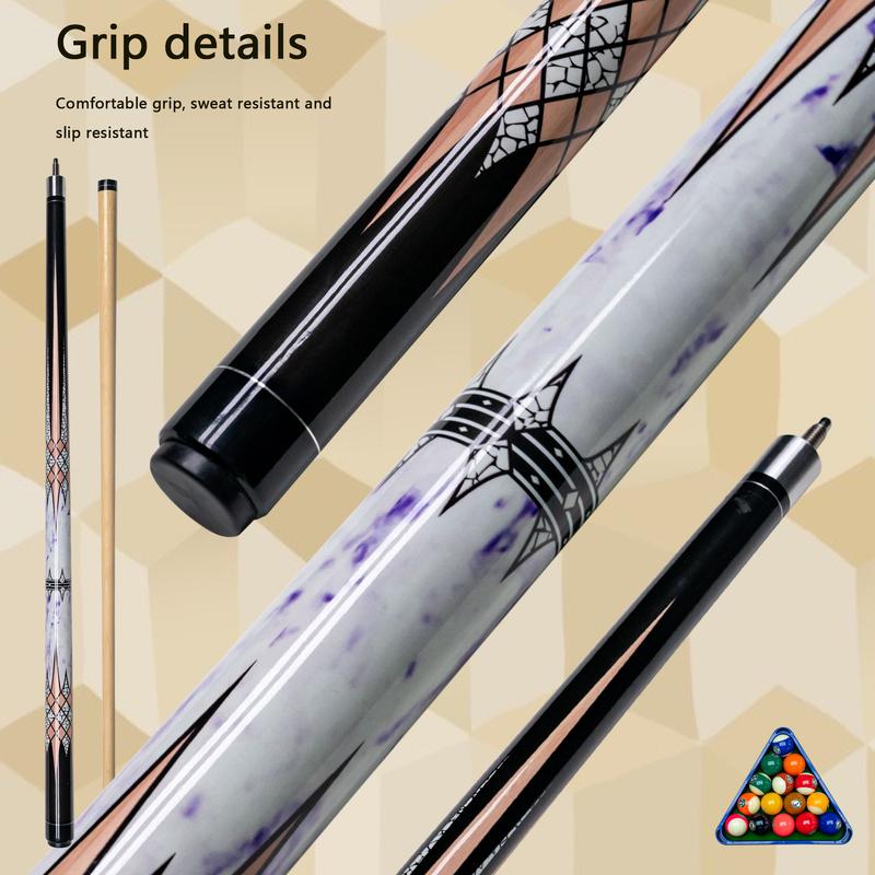 2024 Christmas Gift - White Hard Maple American Pool Cue Stick for Beginners, Dual-Piece Design with Purple Color and Stylish Patterns billiards