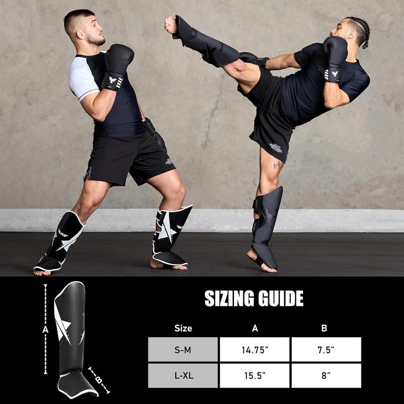 Muay Thai Shin Guards Kickboxing MMA Muay Thai Leg Instep Protective Pads, Martial Art Kicking Sparring Training Gear for BJJ Karate Boxing Taekwondo