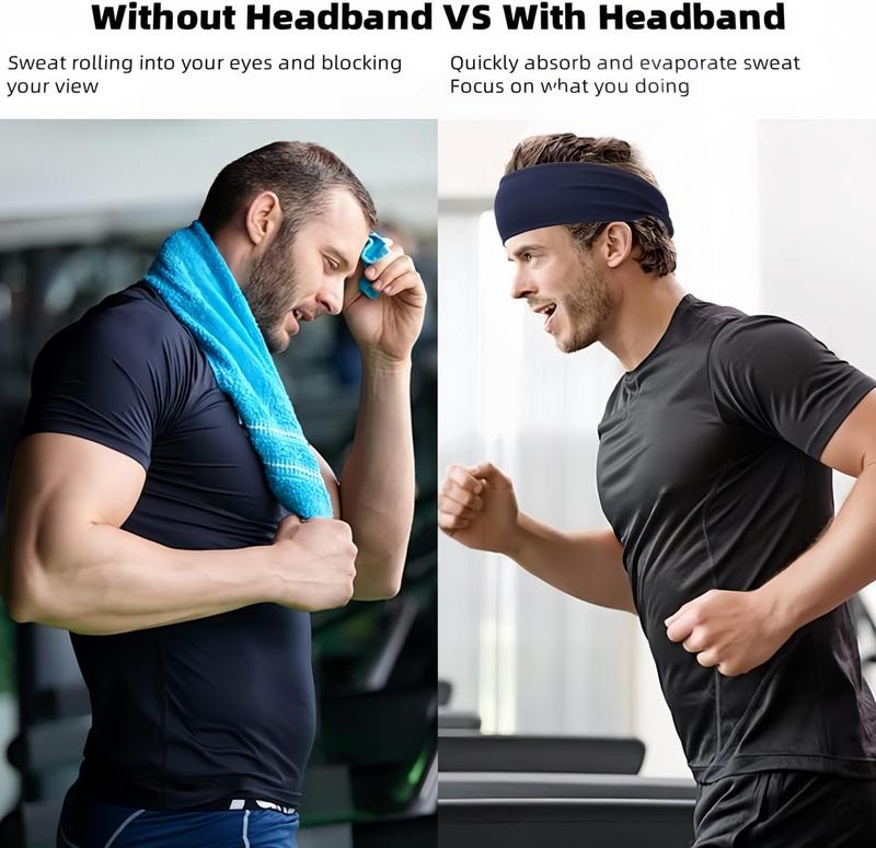 Workout Headbands for Men, 6 Pack, Men's Running Headband, Stretchy Sweatband, Sports Headband