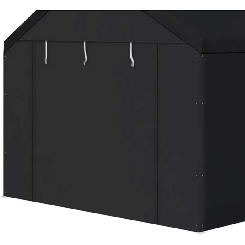 Canopy Domain 10 X 20 Foot Durable Portable Garage Carport Canopy Car Tent Sidewalls with Dual Zippers and Roll up Door, Black Does not apply