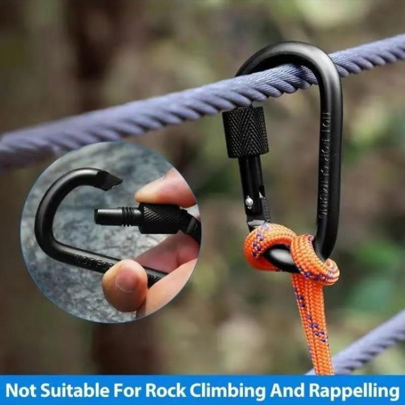 D-shaped Spring Hook, 6 Counts set Multifunctional Portable Quick Hanging Carabiner, Outdoor Camping Hiking Climbing Essentials