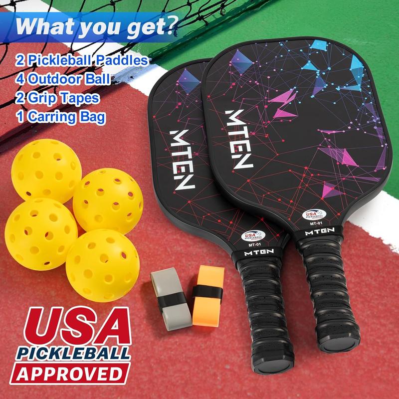 Pickleball Paddles, USAPA Approved Fiberglass Surface Pickleball Set with Pickleball Rackets, Pickleball Paddles Set ​for Men Women