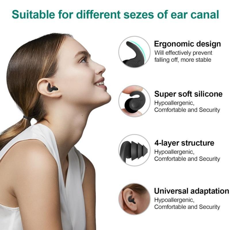 Swimming Ear Plugs for Adults and Teens, 3 Pairs Waterproof Reusable Silicone Swimming Ear Plugs for Swimming, Surfing, Snorkeling and Other Water Sports