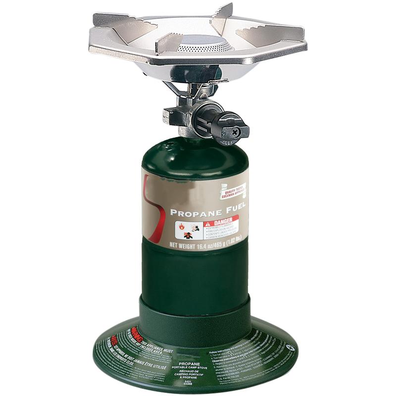 Bottletop Propane Camping Stove with Wind Baffles and Pressure Regulator