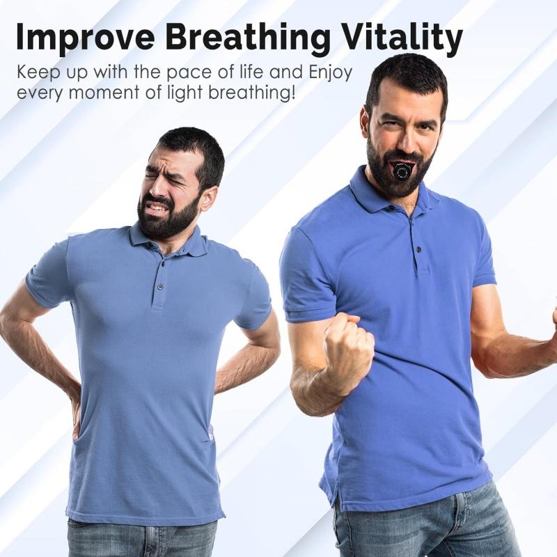 Portable Breathing Trainer, [New Upgrade] Adjustable Muscle Trainer with Soft Silicone for Intensive Breathing Exercises, Black