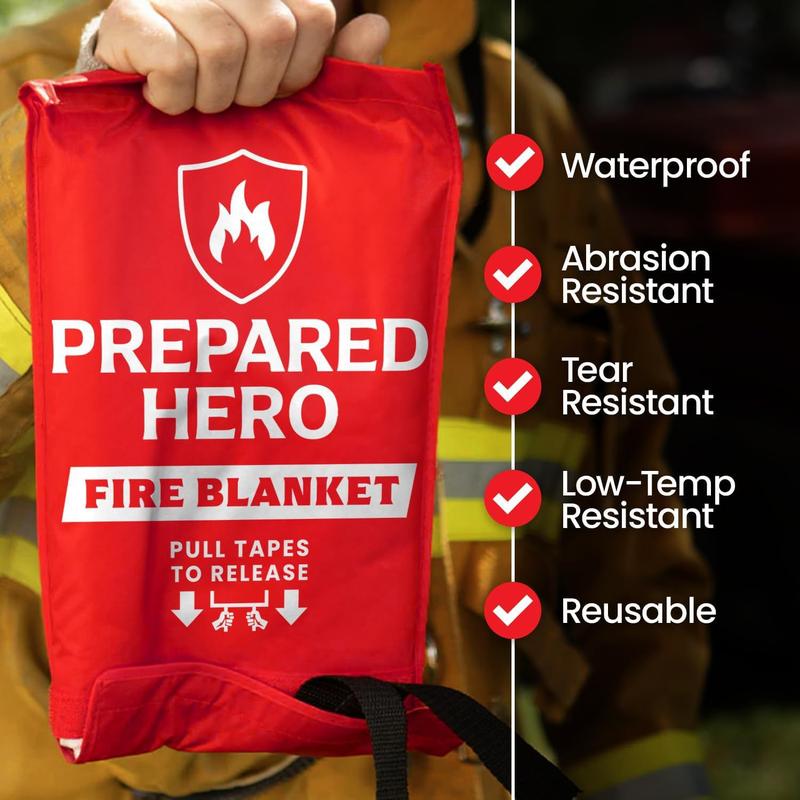 Emergency Rescue Fire Blanket for Home and Kitchen, Home Fire Fiberglass Fire Blanket Fire Blanket, Ideal for Camping, Barbecue, Car, Office, Warehouse Emergency