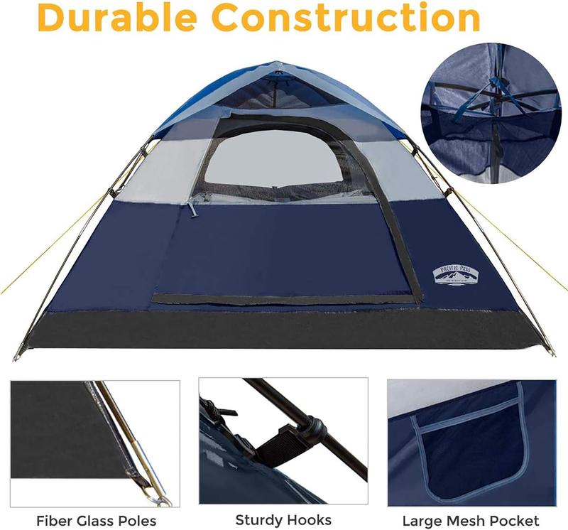 2 4 6 Person Family Dome Tent with Removable Rain Fly, Easy Setup for Camp Outdoor