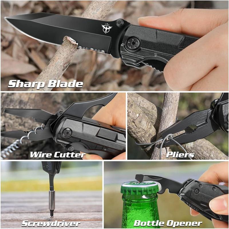 Gifts for Men Him Dad Boyfriend,Multitool Pocket Knife for Men,Anniversary Christmas Men Gifts for Birthday,Hiking Camping Knife with Screwdrivers Pliers Bottle Opener