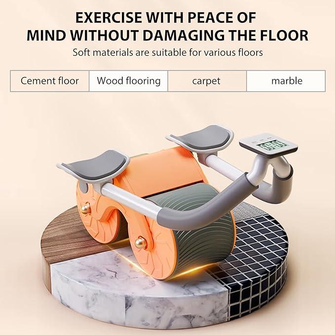 2024 New Ab Roller Wheel with Knee Mat &Timer, Automatic Rebound Abdominal Wheel, Ab Abdominal Exercise Roller with Elbow Support, Abs Workout Equipment Ab Exercise Roller for Women Men