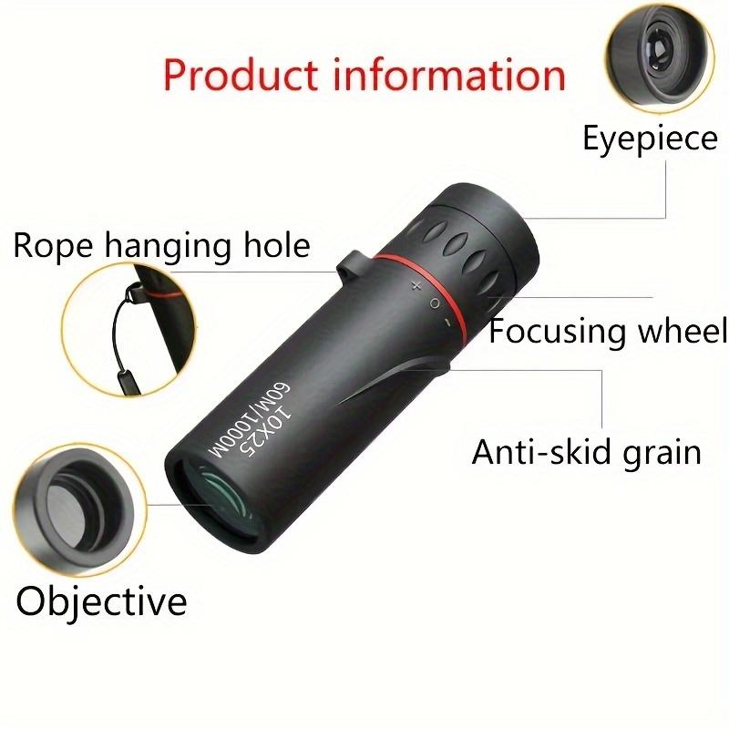 10x25 BAK4 Prism Monocular Telescope, Mini Portable Monocular, Professional HD Enhanced Transparency Film Telescope, Suitable For Outdoor Camping Traveling Bird Watching Competition, Gift