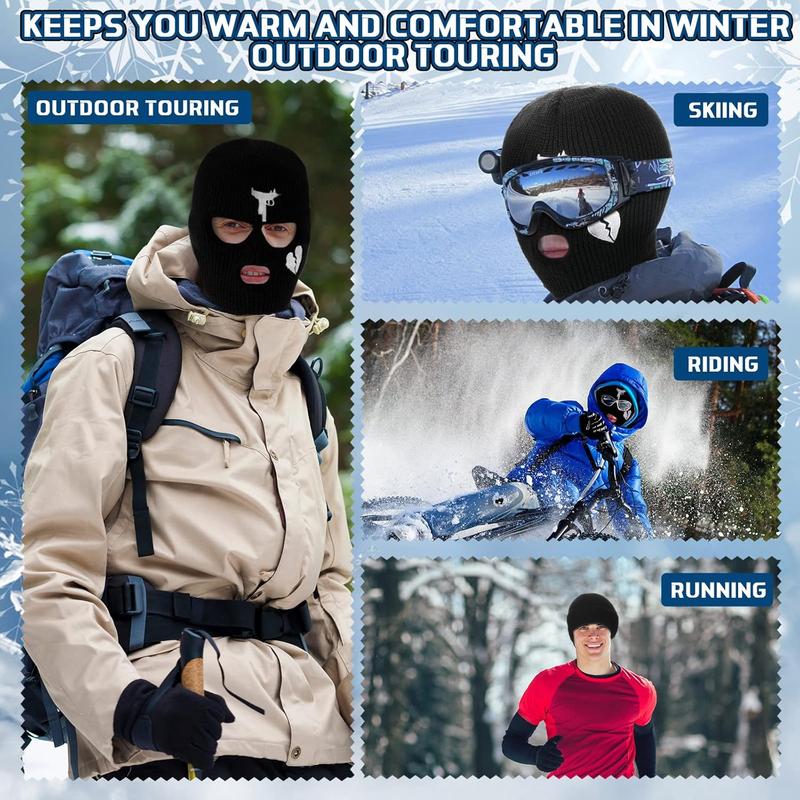 3 Hole Ski Mask Knitted Full Mask Windproof Balaclava Mask Winter Full Face Cover Cycling Mask Neck Warmer for Men Women