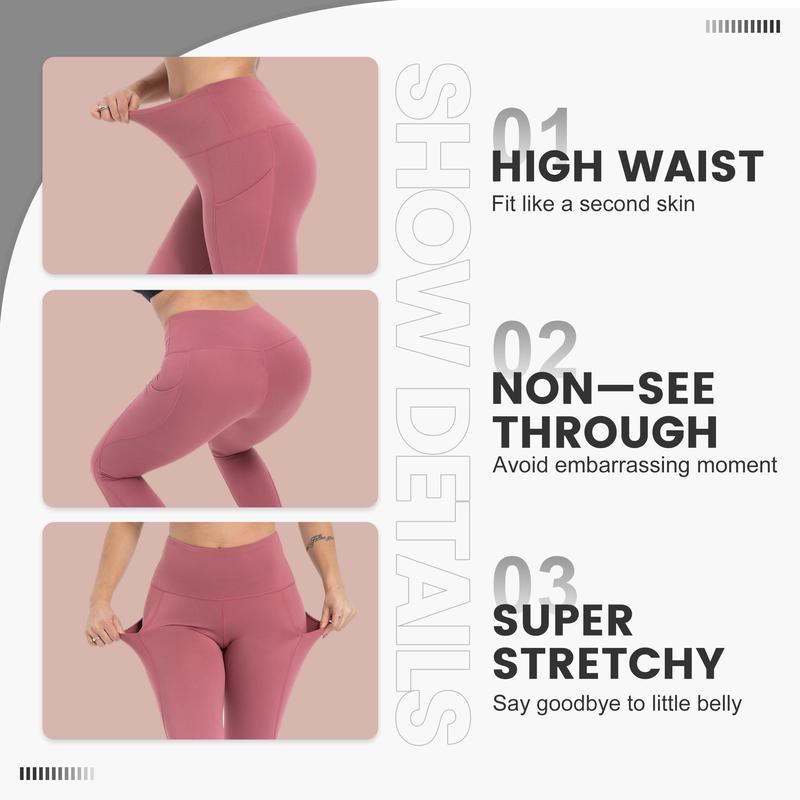 SHOWITTY Leggings with Pockets for Women(Reg & Plus Size) - High Waist Tummy Control Yoga Pants with Pockets for Workout