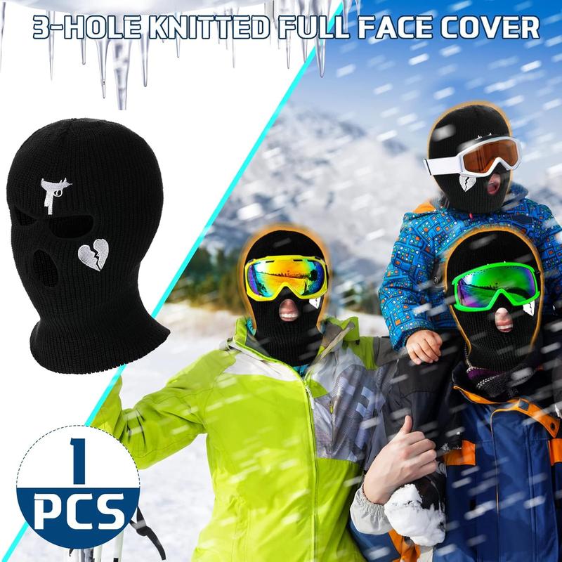 3 Hole Ski Mask Knitted Full Mask Windproof Balaclava Mask Winter Full Face Cover Cycling Mask Neck Warmer for Men Women