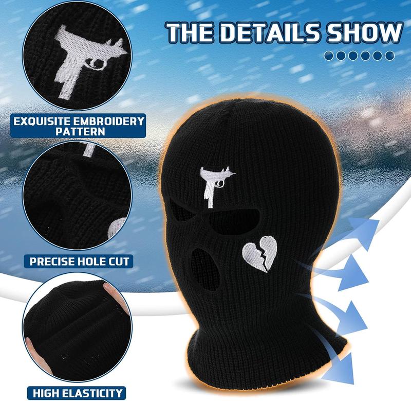 3 Hole Ski Mask Knitted Full Mask Windproof Balaclava Mask Winter Full Face Cover Cycling Mask Neck Warmer for Men Women