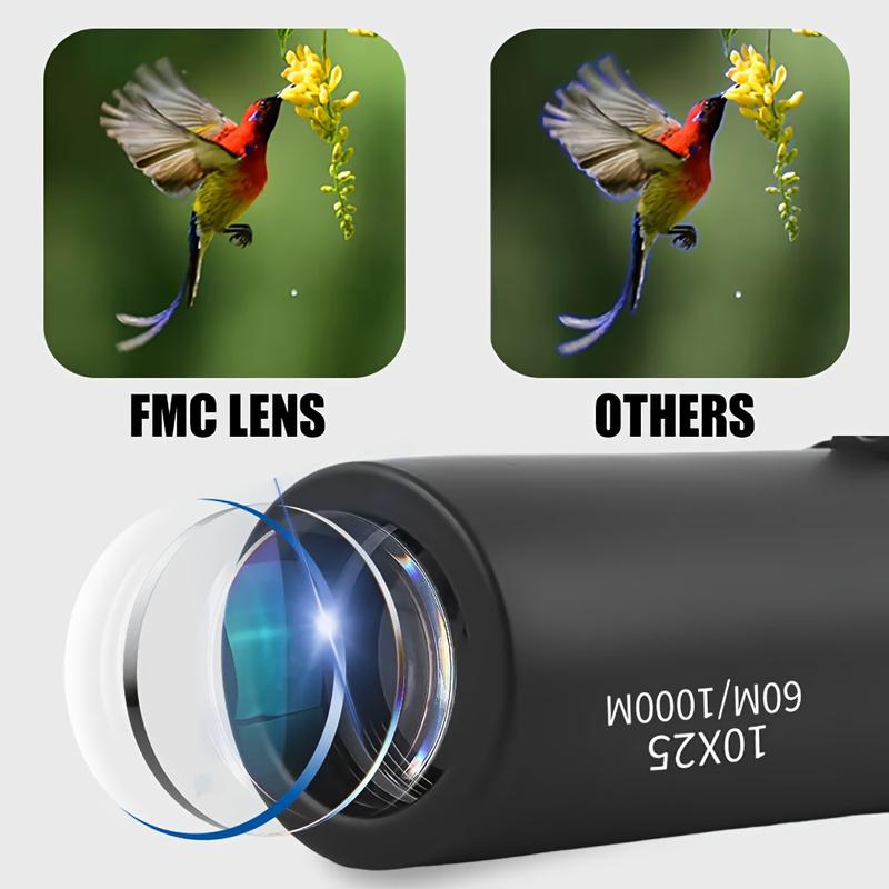 10x25 BAK4 Prism Monocular Telescope, Mini Portable Monocular, Professional HD Enhanced Transparency Film Telescope, Suitable For Outdoor Camping Traveling Bird Watching Competition, Gift