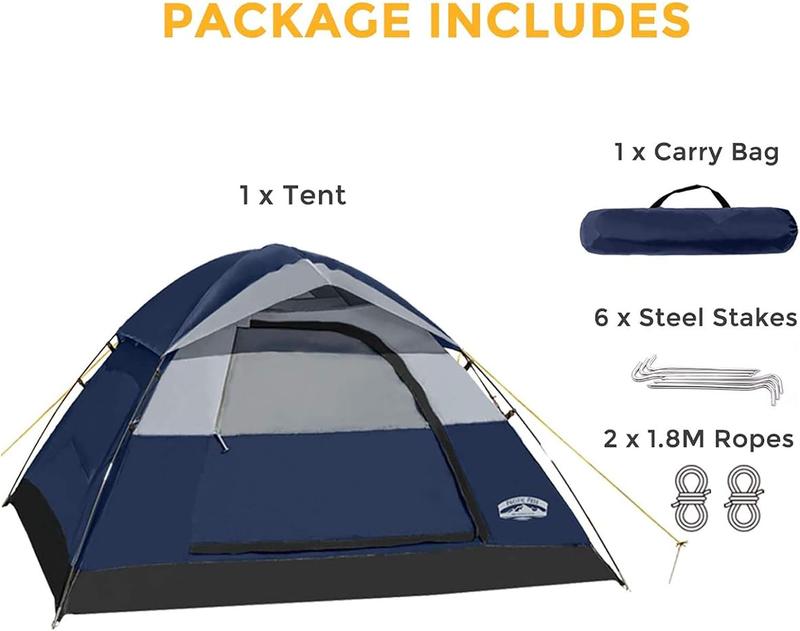 2 4 6 Person Family Dome Tent with Removable Rain Fly, Easy Setup for Camp Outdoor