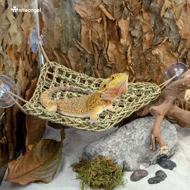 Bearded Dragon Hammock Reptile Lounger for Chameleon, Lizards, Gecko, Snakes, Lguana Reptiles, Geckos (Triangle 17'' x 12.5'')