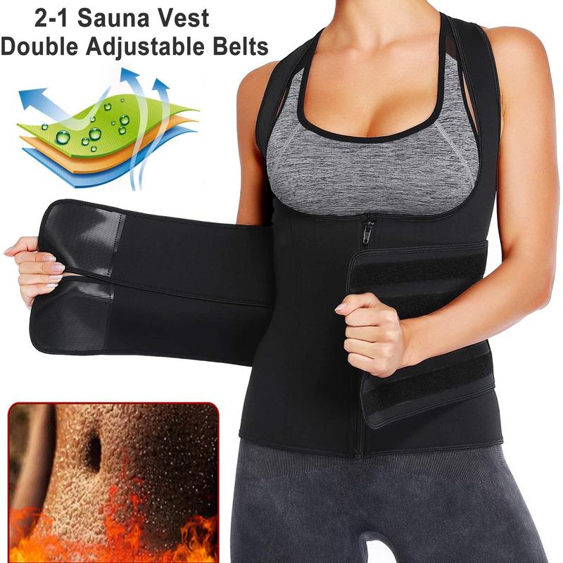 Women's Neoprene Sauna Waist Trainer Corset Zipper Vest, Tummy Control Body Shaper Workout Exercise Sports Vest Tank Top, Fajas Para Mujer, Women Sportswear