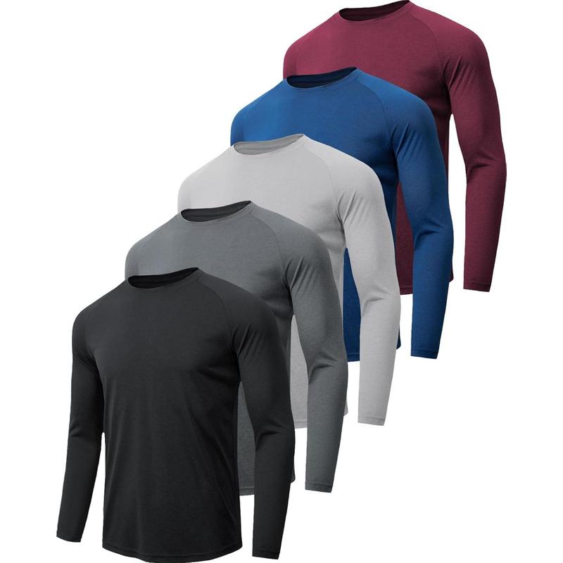 4-7 Pack Long Sleeve Shirts for Men Quick Dry Moisture Wicking Mens Long Sleeve Tee Shirts Workout T Shirts