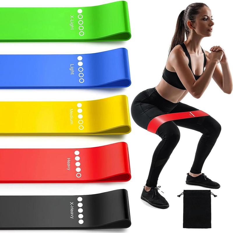 Resistance Band Set, 5 Counts set Elastic Exercise Loop Band with Carry Bag, Stretch Band for Booty Legs, Fitness Equipment for Home Gym