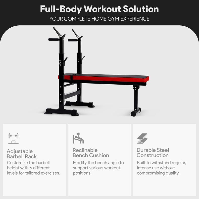 Adjustable Folding Multifunctional Workout Station Adjustable Olympic Workout Bench with Squat Rack