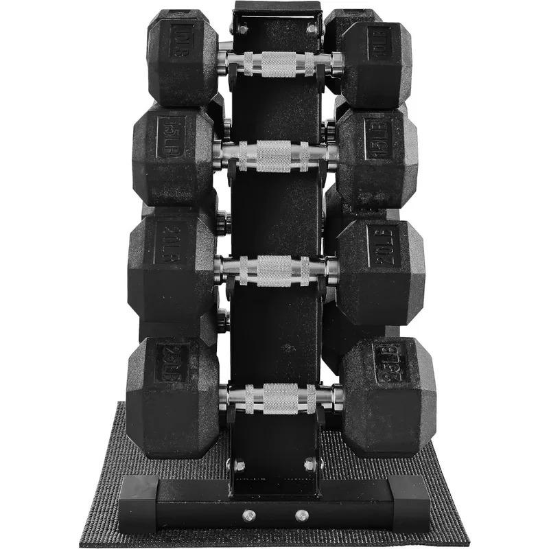 Rubber Coated Hex Dumbbell Weight Set and Storage Rack, Multiple Packages,12.87