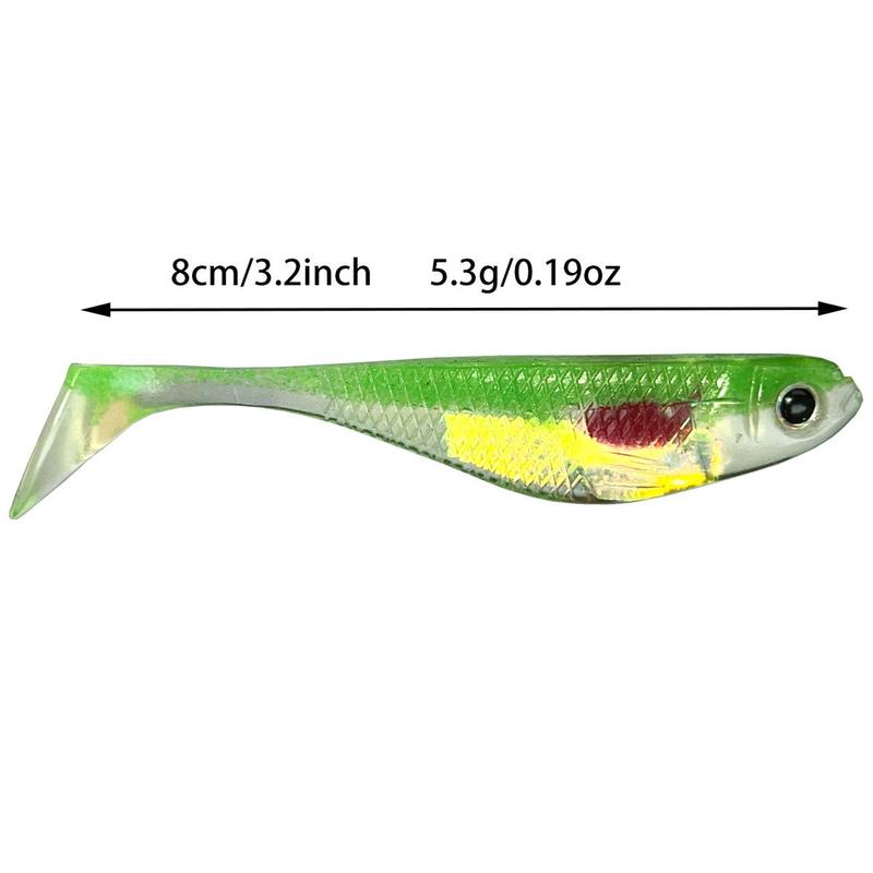 Artificial Fish Shaped Fishing Lure, 5 Counts set Silicone Reflective Fishing Bait, Fake Fishing Lure, Outdoor Fishing Accessories