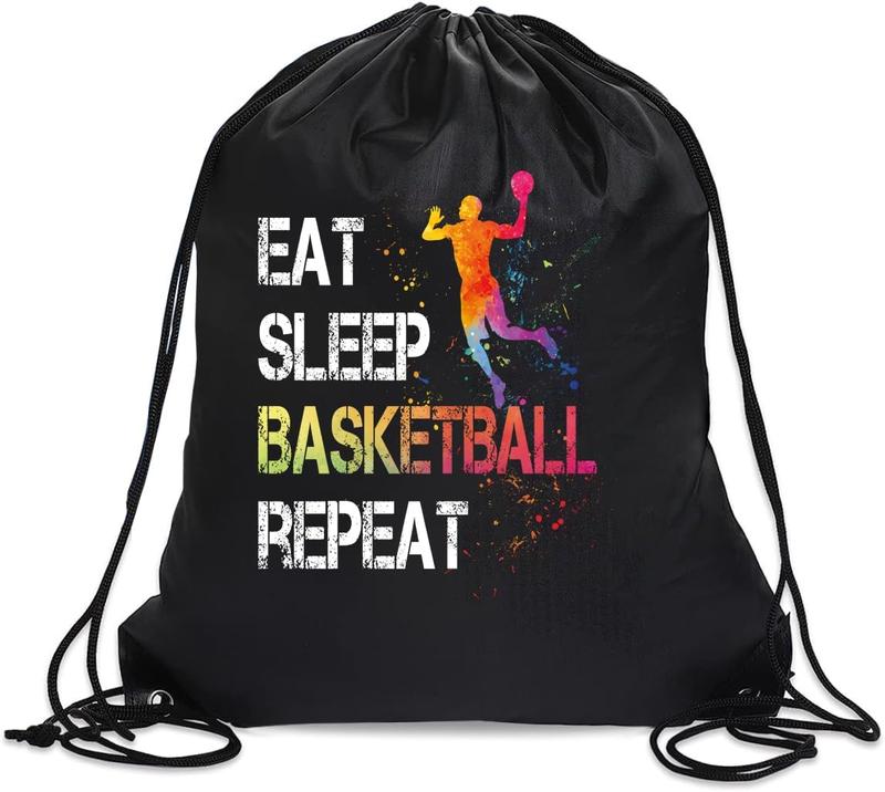 Eat Sleep Basketball Repeat Drawstring Backpack For Men Women,   Sackpack For Basketball Lover Basketball Fan, Funny Birthday Christmas String Gym Bag Gifts For Her Him