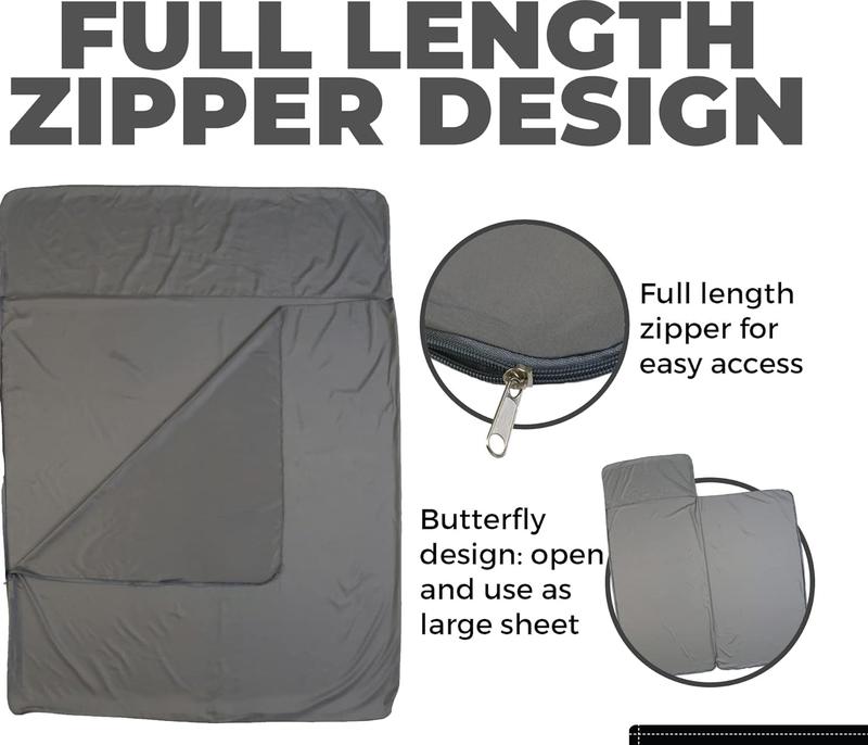 Sleeping Bag Liner - Adult Sleep Sack & Travel Sheets - Travel Sleep Sack for Backpacking, Hotels & Hostels - Lightweight Single & Double Camping Sleeping Bag Liners - Comfortable Camping Sheets