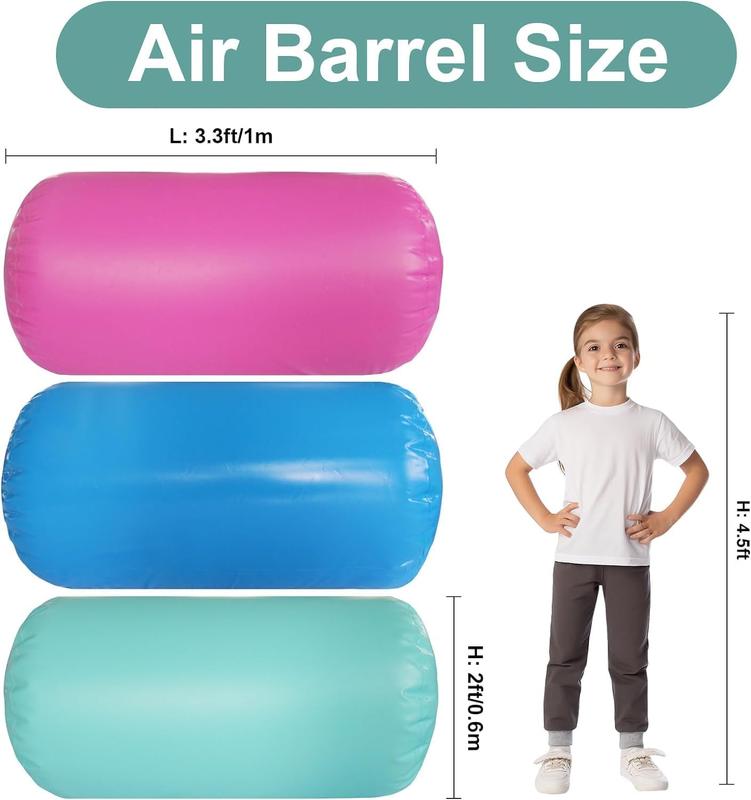 Air Roller Gymnastics Air Barrel Inflatable Tumbling Mat, Gymnastic Equipment Tumbler Backbend Trainer with Electric Pump for Home Use, Gym , Yoga Balance Exercise, Cheerleading