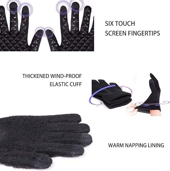 Winter Gloves for Men Women - Upgraded Touch Screen Cold Weather Thermal Warm Knit Glove for Running Driving Hiking