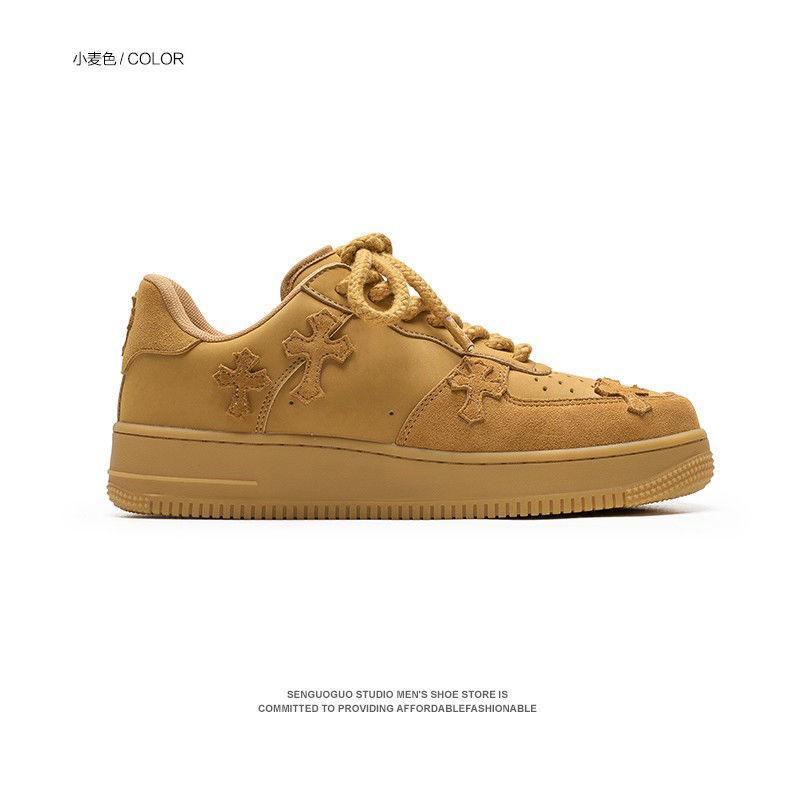 Senguo Wheat Color Air Force No. 1 Men's Shoes New Fashion Shoes Men's Fashionable Platform Sports Board Shoes