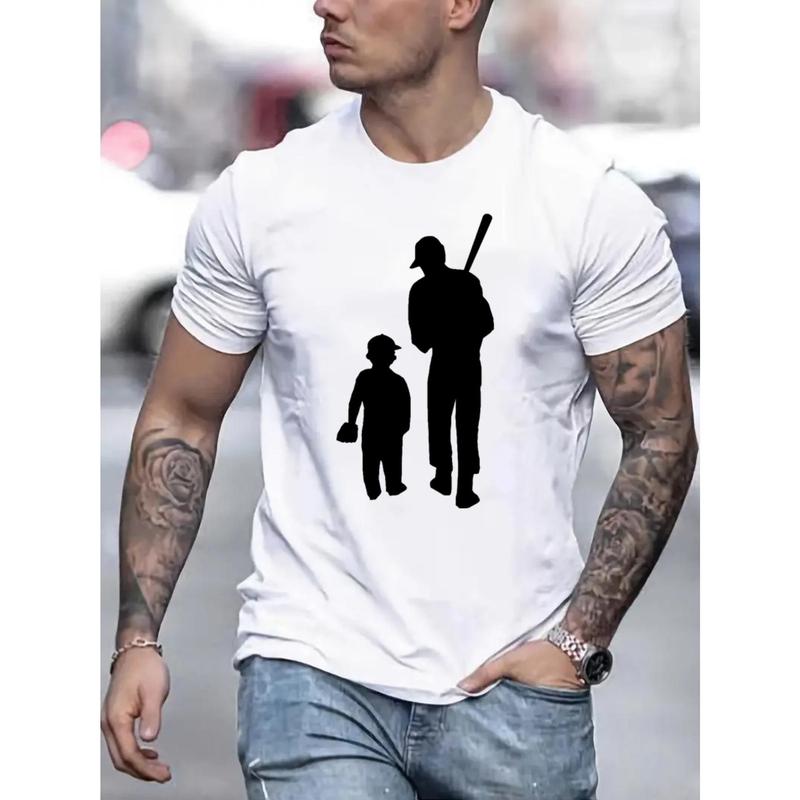 Made in USA Crew Neck Baseball Player Print Men's Fashionable Summer Short Sleeve Sports T-shirt, Comfortable and Versatile