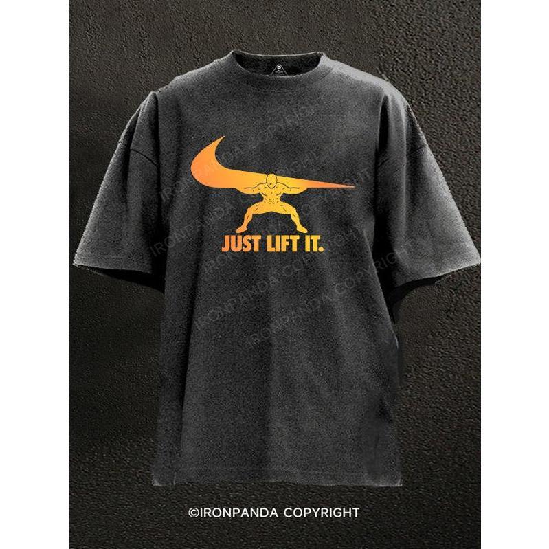 JUST LIFT IT WASHED GYM SHIRT for Him, Motivated Gym T-shirt, Fitness gift for Workout Enthusiasts, Weightlifters, Bodybuilding ShirtT Shirt 7KH