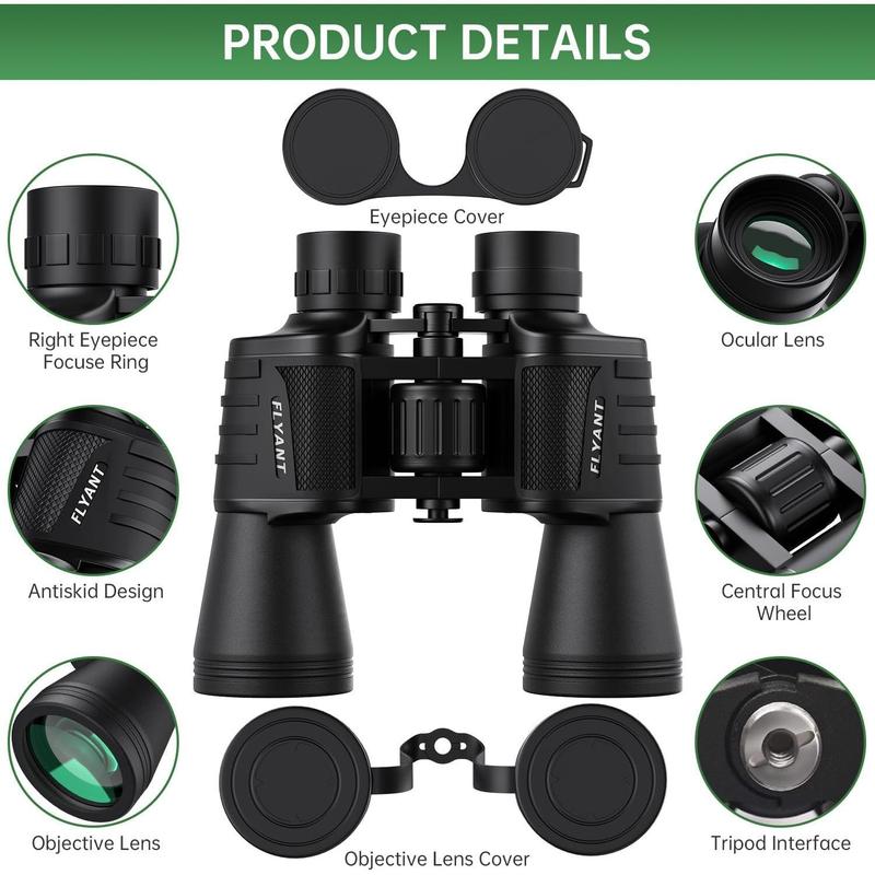 20x50 High Powered Binoculars for Adults, Waterproof Compact Binoculars with Low Light Vision for Bird Watching Hunting Football Games Travel Stargazing Cruise with Carrying Bag