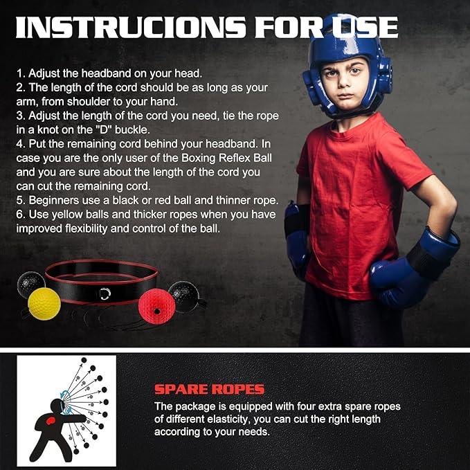 Boxing Reflex Ball Great for Reaction Speed and Hand Eye Coordination Training Boxing Equipment Fight Speed, Boxing Gear, Punching Ball Reflex Bag (Advanced)