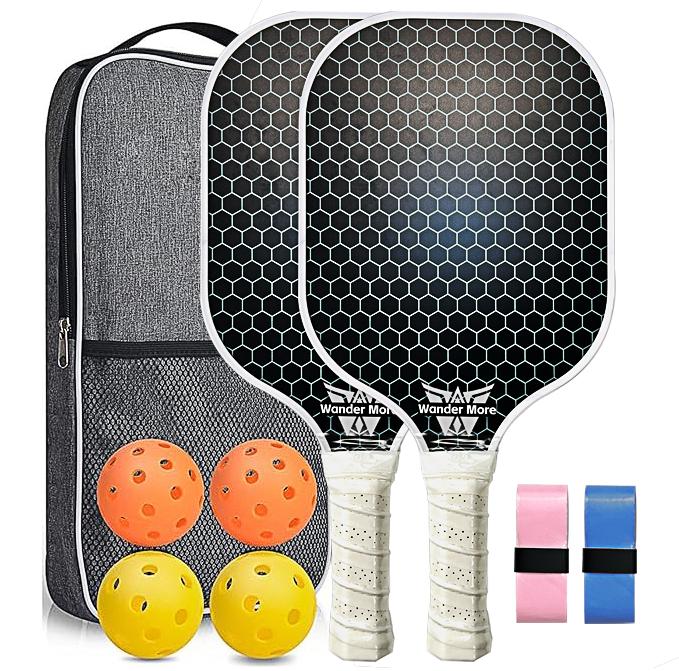 Pickleball Paddle Set | High-Performance Fiberglass | Ergonomic Grip | 4 Balls & Bag