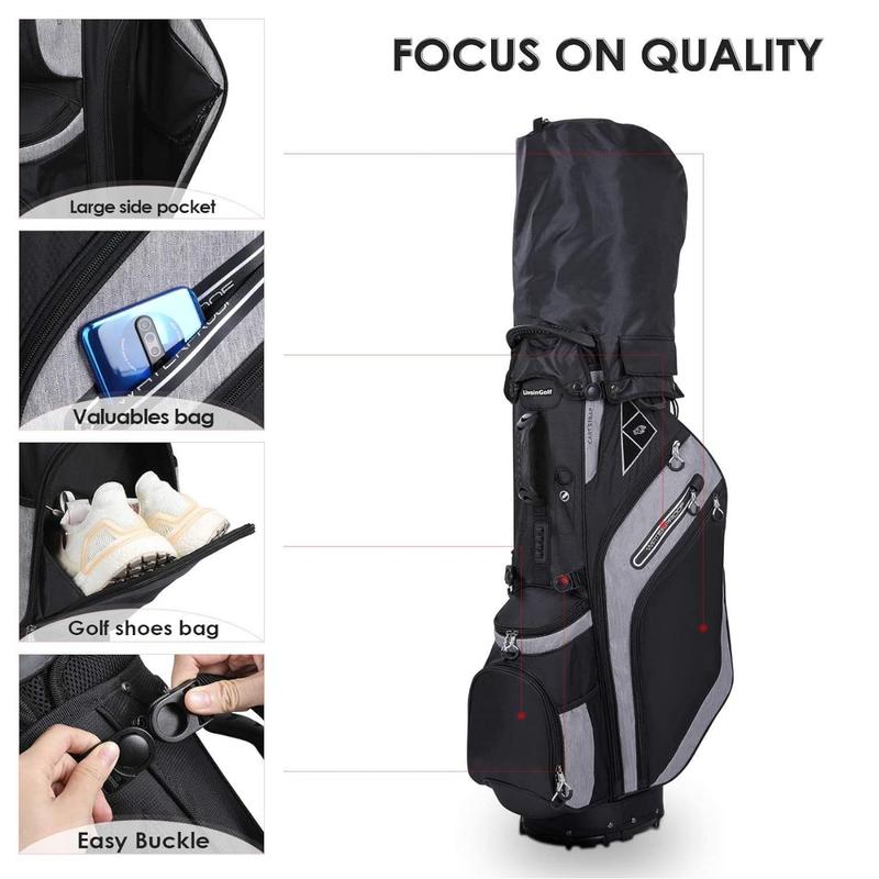 Golf Stand Bag 14 Way Top Dividers Ergonomic with Stand 8 Pockets,Lightweight Golf Bag for Men, Golf Bags with Stand,Dual Strap, Rain Hood