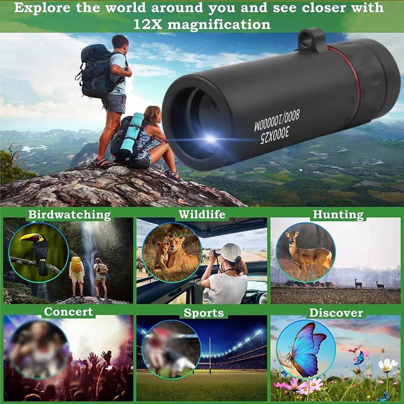 3000x25 HD Monocular Telescope, Portable Mini Monocular Telescope, Monocular Telescope for Outdoor Travel, Concerts and Fishing, Outdoor Camping and Hiking Equipment