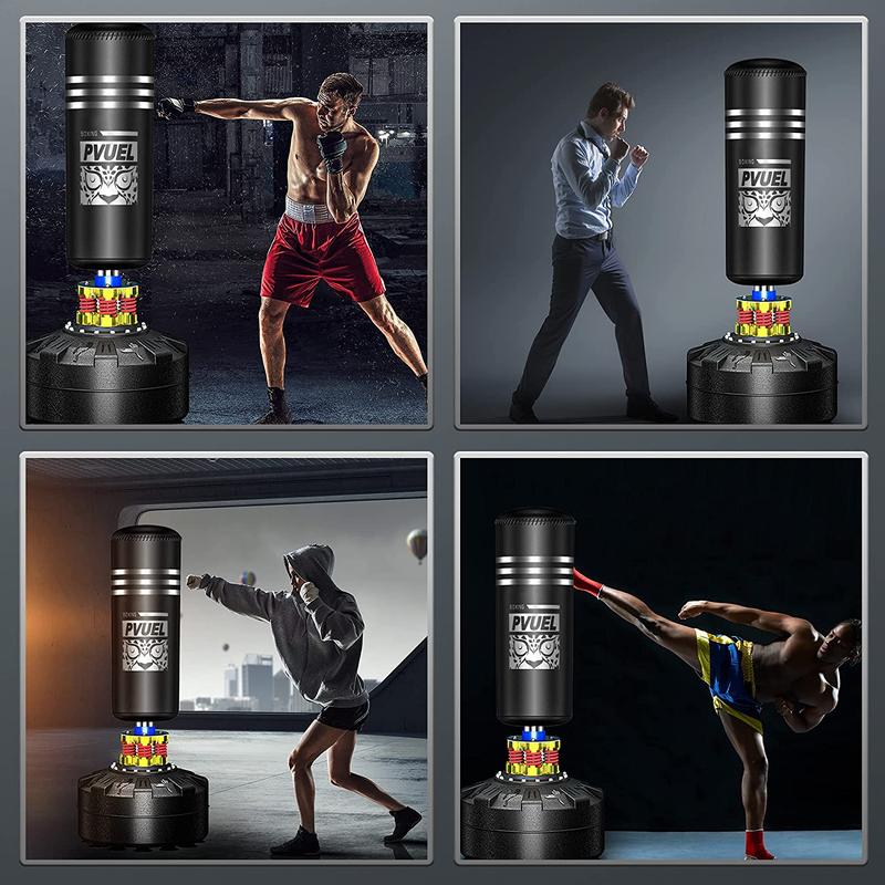 Heavy Boxing Bag Punching Bag Training MMA Kickboxing Freestanding with Suction Cup Base Gloves   Hanging Punching Bag